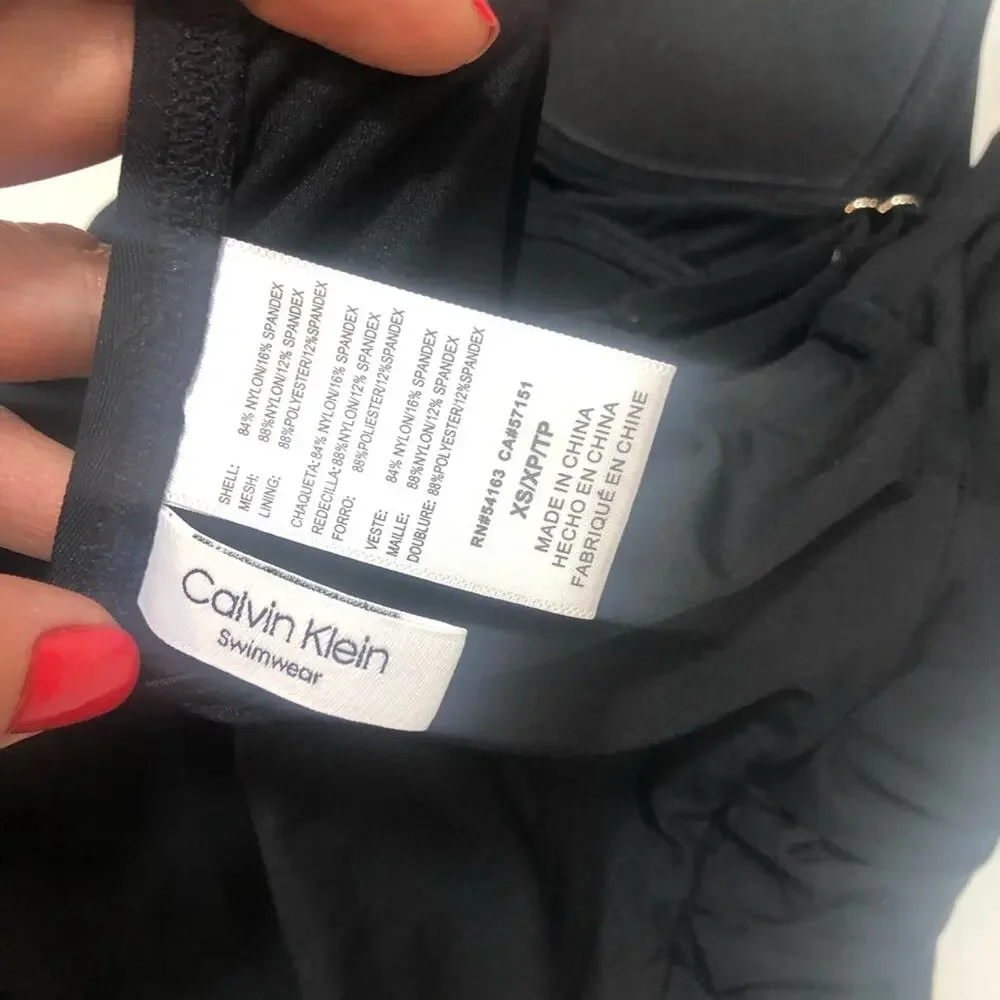 Calvin Klein BLACK Ruched Twist Tankini Swim Top